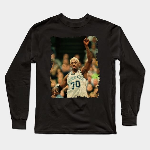 Dennis Rodman #70 in Dallas Mavericks Long Sleeve T-Shirt by Omeshshopart